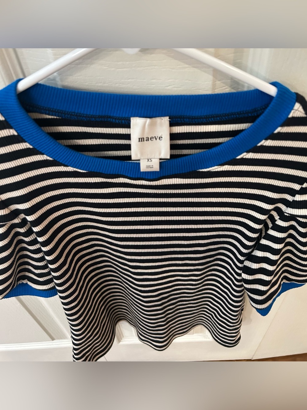 Anthropologie Maeve Striped Puff Sleeve Top Size XS - Picture 2 of 4